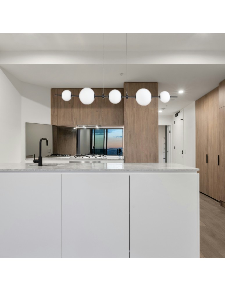 Pendant lamps over the island -  Step Into Design MILA pendant lamp black 140 cm ST-CP241222-5L - product kolory-swiatla.pl 8