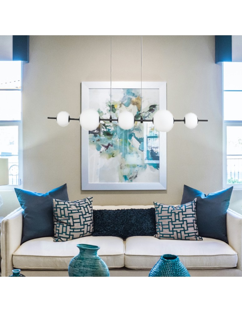Pendant lamps over the island -  Step Into Design MILA pendant lamp black 140 cm ST-CP241222-5L - product kolory-swiatla.pl 9