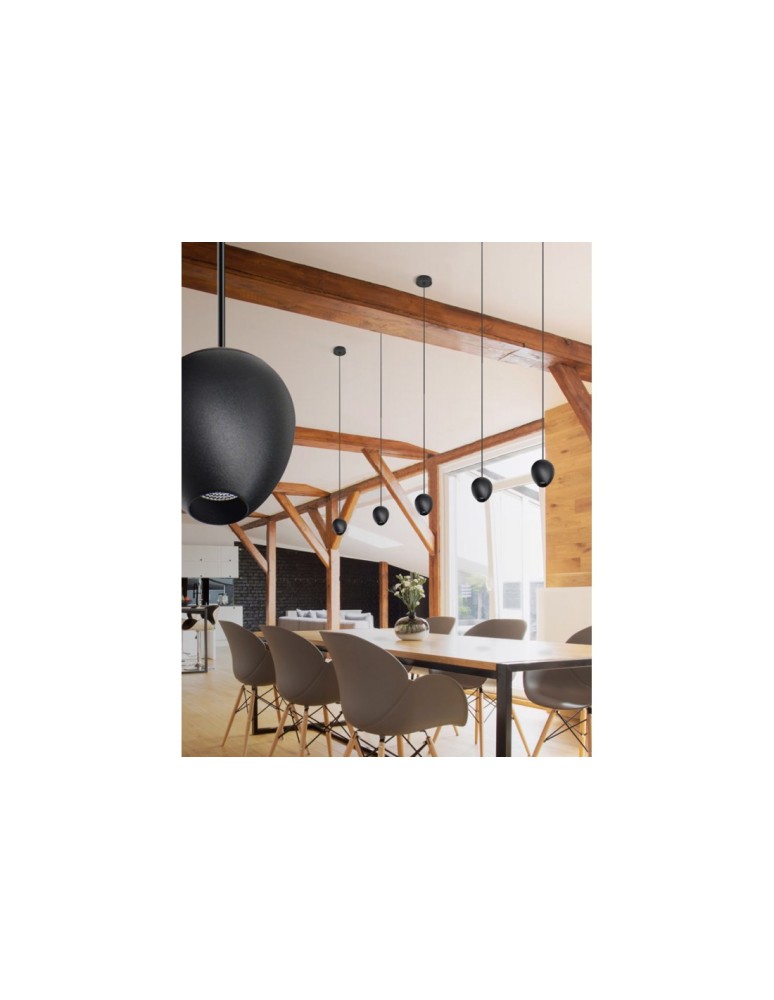 LED pendant lamps - Azzardo OVUM 1 PENDANT BLACK 1xLED Pendant Black AZ3095 - product kolory-swiatla.pl 4