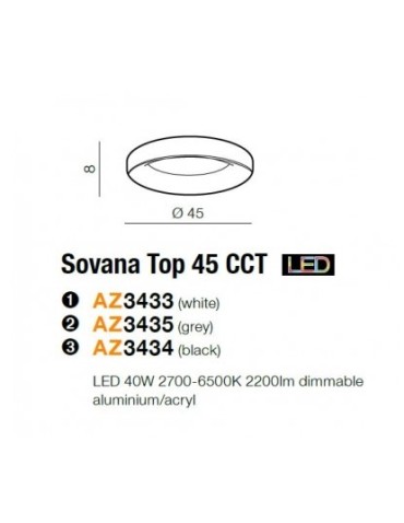 Azzardo SOVANA TOP 45 CCT WHITE 1xLED Sufitowa Biały AZ3433 - produkt 2