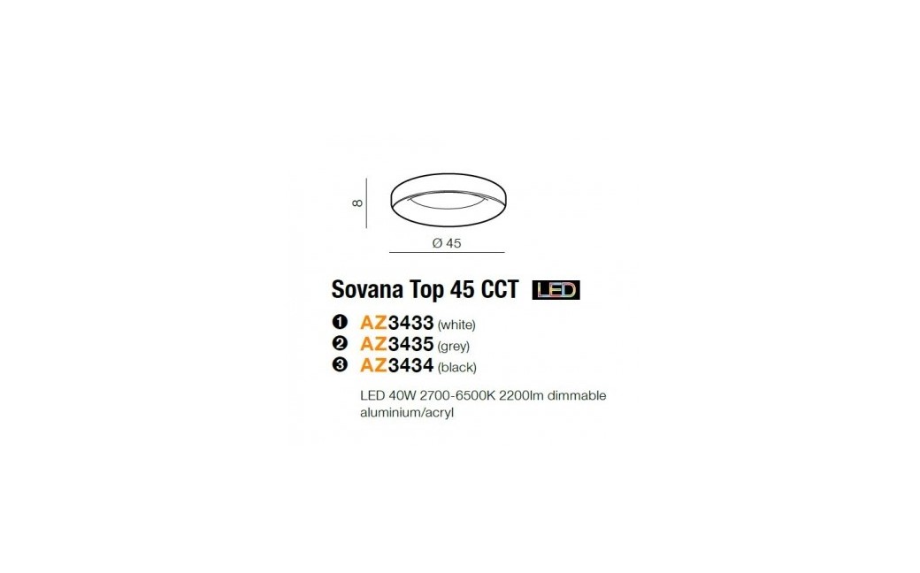 Azzardo SOVANA TOP 45 CCT WHITE 1xLED Sufitowa Biały AZ3433