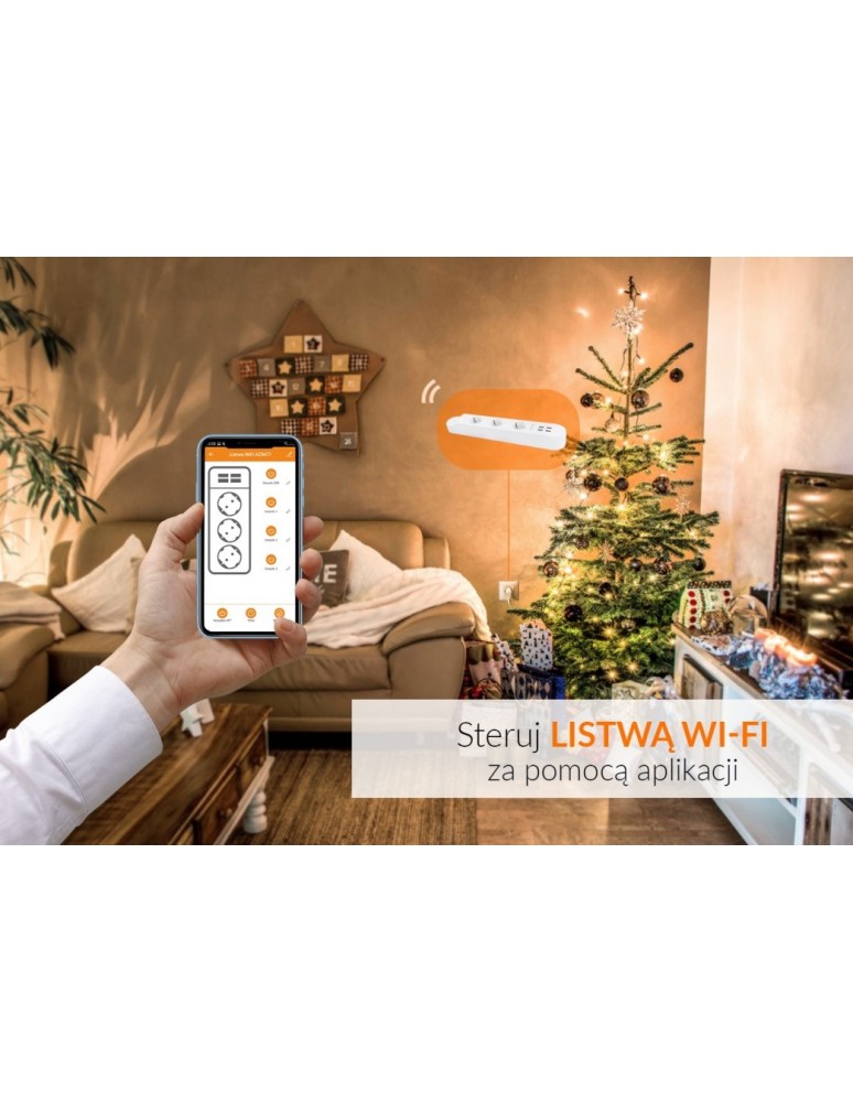 SMART extension cords and adapters - AZZARDO SMART WiFi+USB 32A power strip AZ3477 - product kolory-swiatla.pl 5