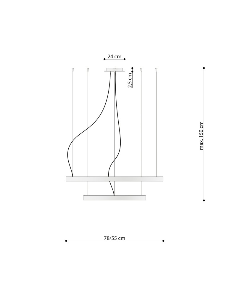 Pendant lamps circles - Thoro Chandelier RIO 2 55/78 beige LED 4000K TH.359 - product kolory-swiatla.pl 8