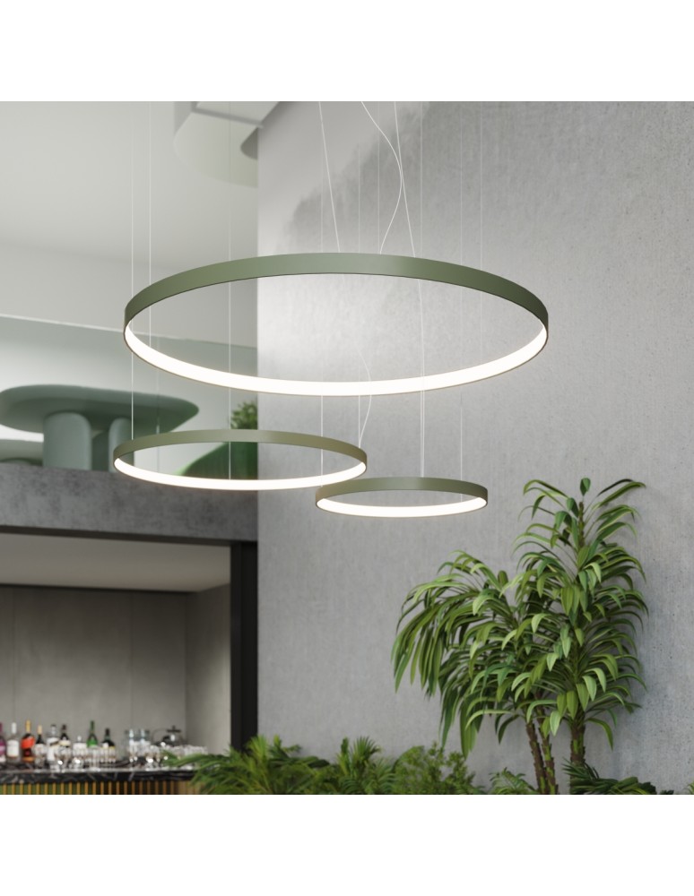 Pendant lamps circles - Thoro Chandelier RIO 110 green olive LED 4000K TH.378 - product kolory-swiatla.pl 14