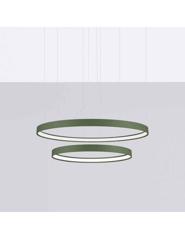 Pendant lamps circles - Thoro Chandelier RIO 2 55/78 green olive LED 3000K TH.379 - product kolory-swiatla.pl 2