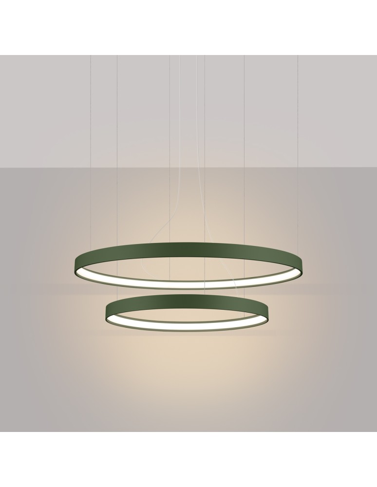 Pendant lamps circles - Thoro Chandelier RIO 2 55/78 green olive LED 3000K TH.379 - product kolory-swiatla.pl 3