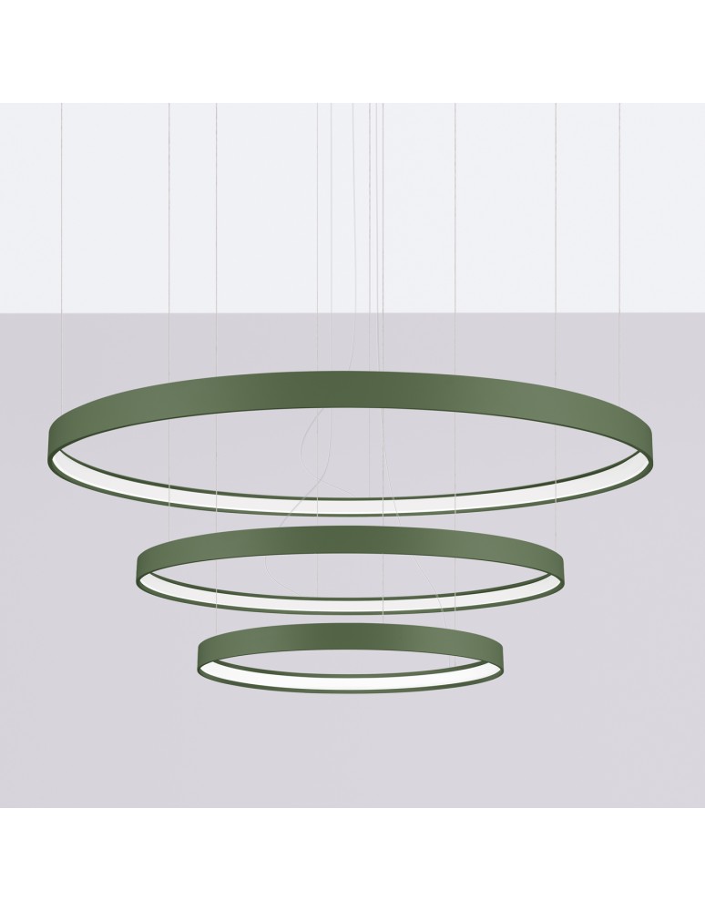 Pendant lamps circles - Thoro Chandelier RIO 3 55/78/110 green olive LED 4000K TH.382 - product kolory-swiatla.pl 2