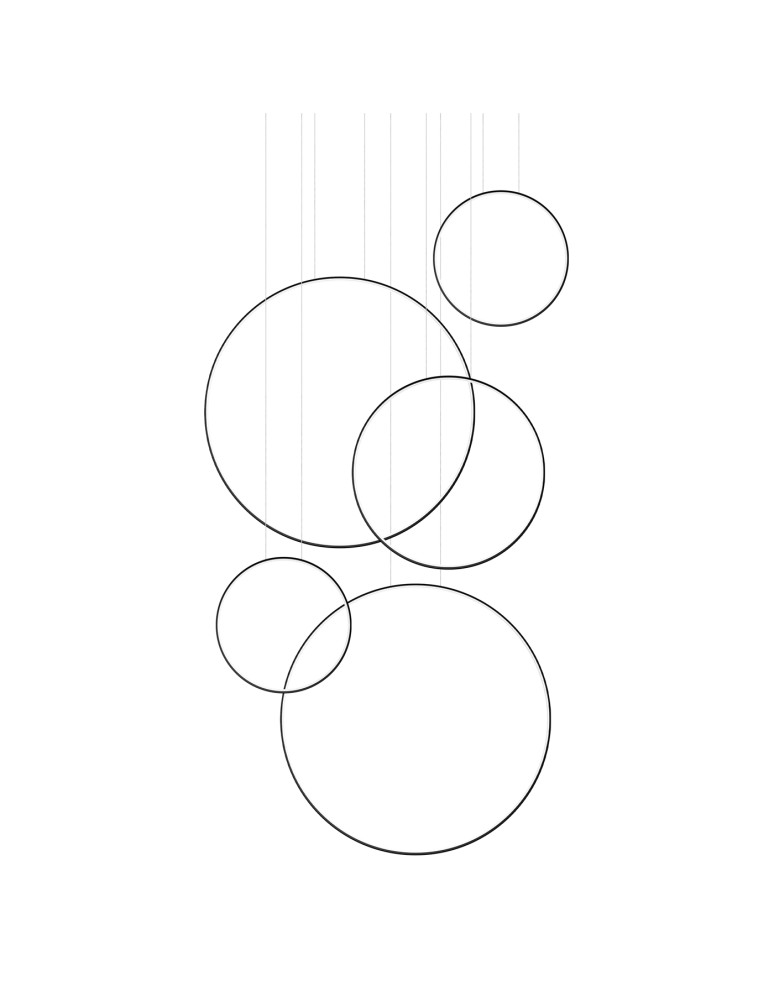 Pendant lamps circles - Thoro RIO 5 55/55/78/110/110 black LED 3000K pendant lamp TH.496 - product kolory-swiatla.pl 1