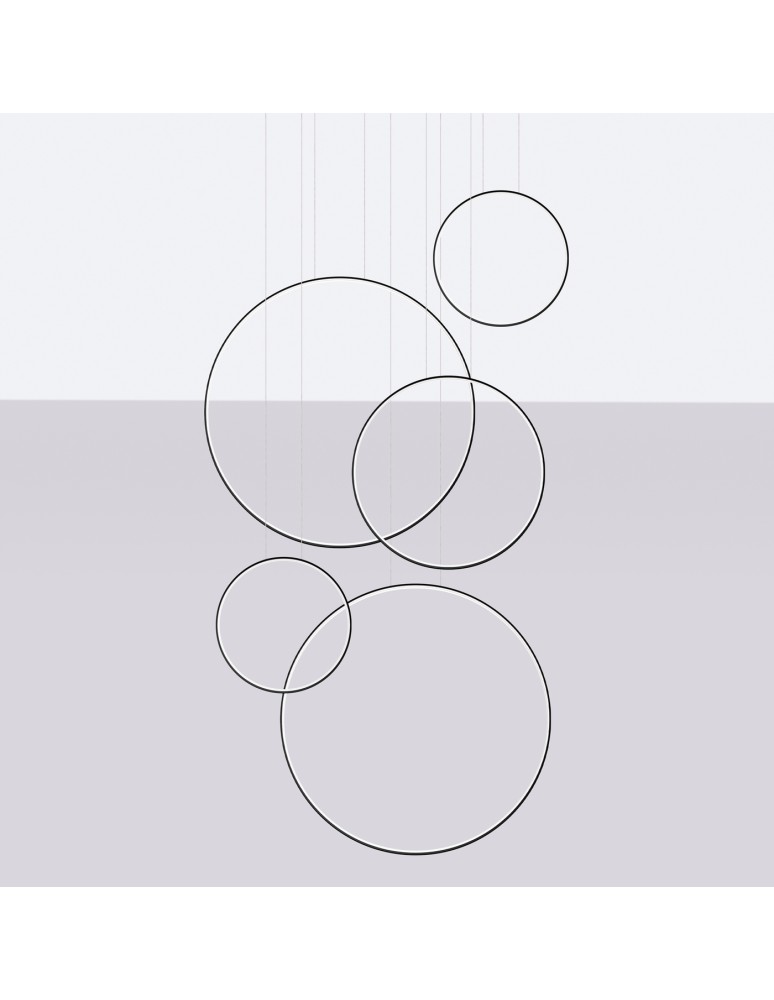 Pendant lamps circles - Thoro RIO 5 55/55/78/110/110 black LED 3000K pendant lamp TH.496 - product kolory-swiatla.pl 2