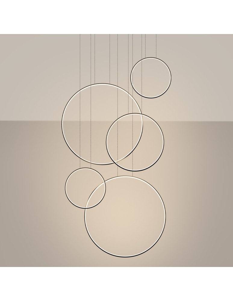 Pendant lamps circles - Thoro RIO 5 55/55/78/110/110 black LED 3000K pendant lamp TH.496 - product kolory-swiatla.pl 3