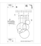 Pendant lamps circles - Thoro RIO 5 55/55/78/110/110 black LED 3000K pendant lamp TH.496 - product 11