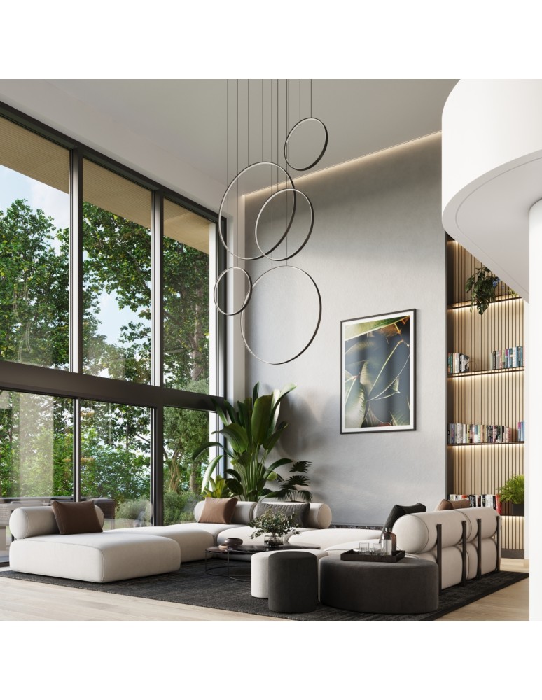 Pendant lamps circles - Thoro RIO 5 55/55/78/110/110 black LED 3000K pendant lamp TH.496 - product kolory-swiatla.pl 13