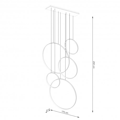 Thoro Lampa wisząca RIO 5 55/55/78/110/110 biała LED 3000K TH.542