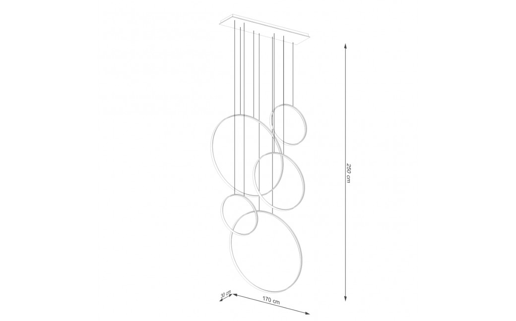 Thoro Lampa wisząca RIO 5 55/55/78/110/110 biała LED 3000K TH.542