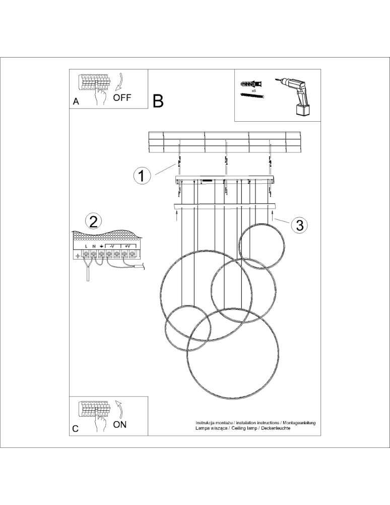 Pendant lamps circles - Thoro pendant lamp RIO 5 55/55/78/110/110 white LED 4000K TH.543 - product kolory-swiatla.pl 11