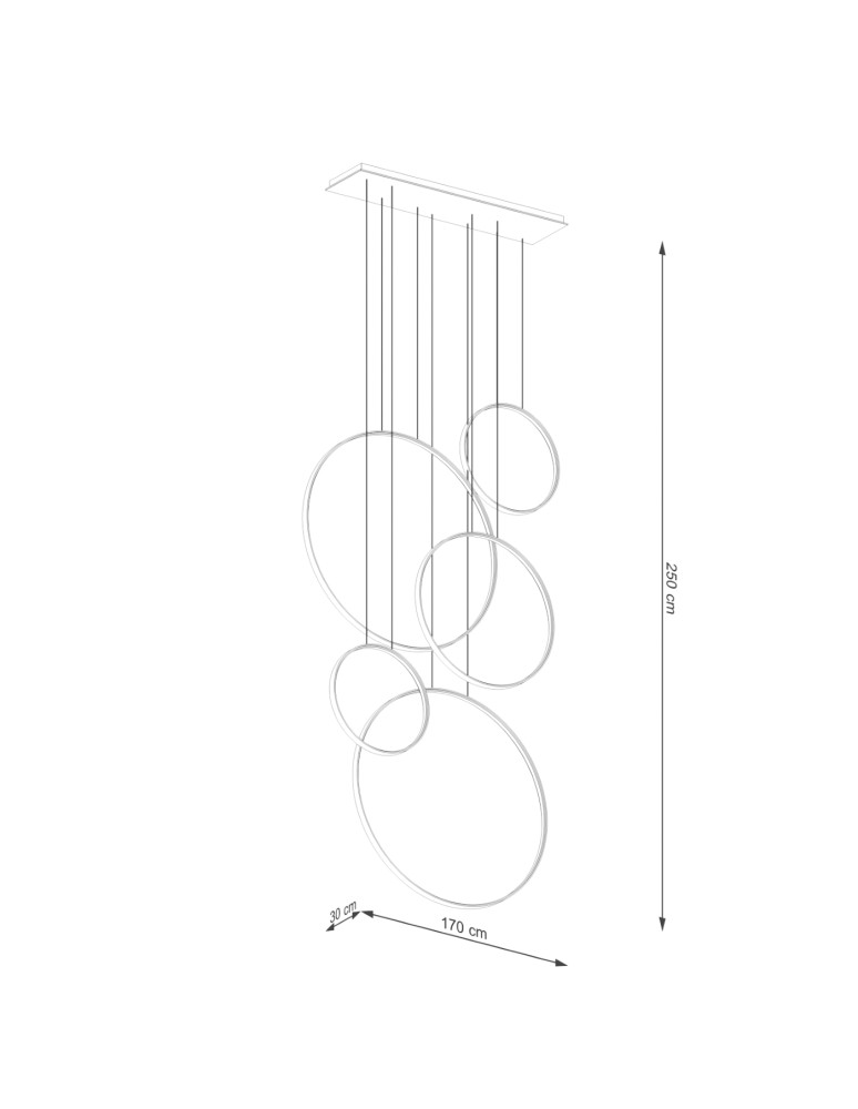 Pendant lamps circles - Thoro RIO 5 55/55/78/110/110 black LED 4000K pendant lamp TH.544 - product kolory-swiatla.pl 10