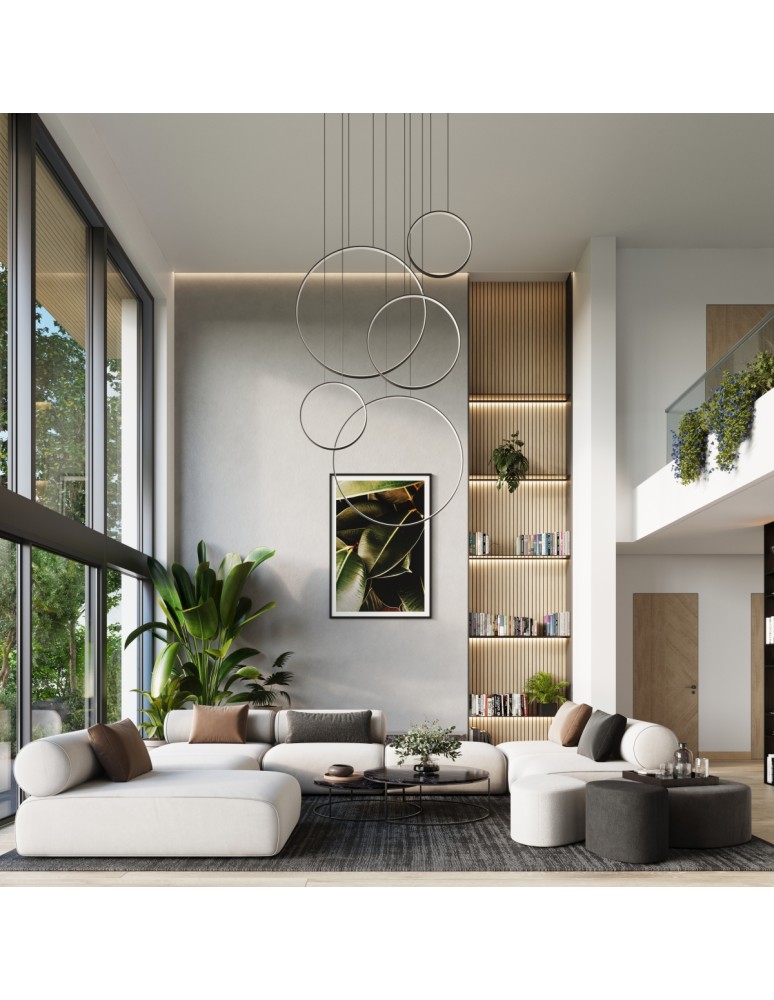 Pendant lamps circles - Thoro RIO 5 55/55/78/110/110 black LED 4000K pendant lamp TH.544 - product kolory-swiatla.pl 14