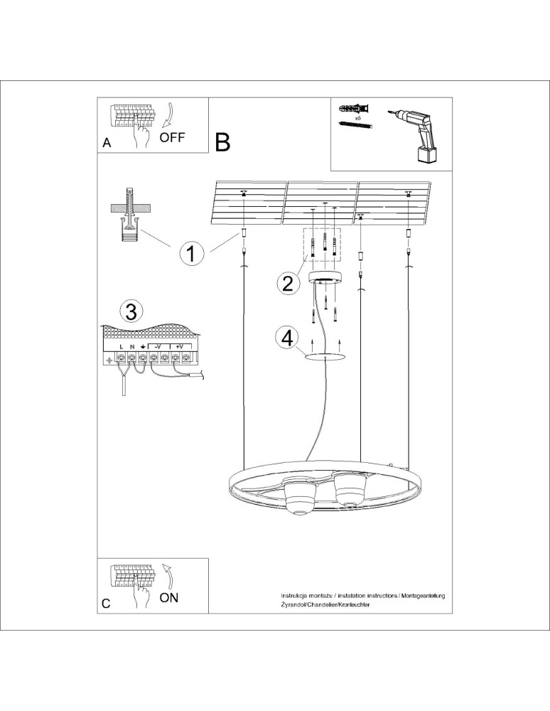 Designer pendant lamps - Thoro Chandelier RIO BIO 110 black LED 4000K TH.556 - product kolory-swiatla.pl 11