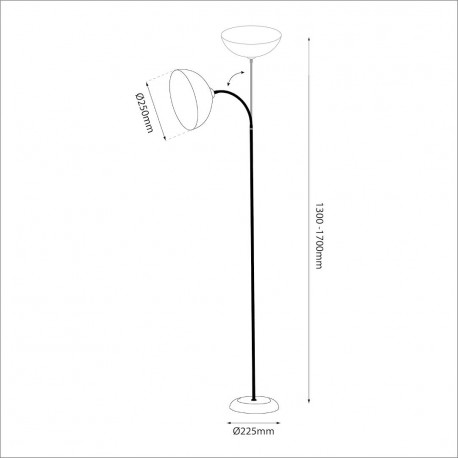Milagro Lampa podłogowa ZACK Black 1xE27 ML1632