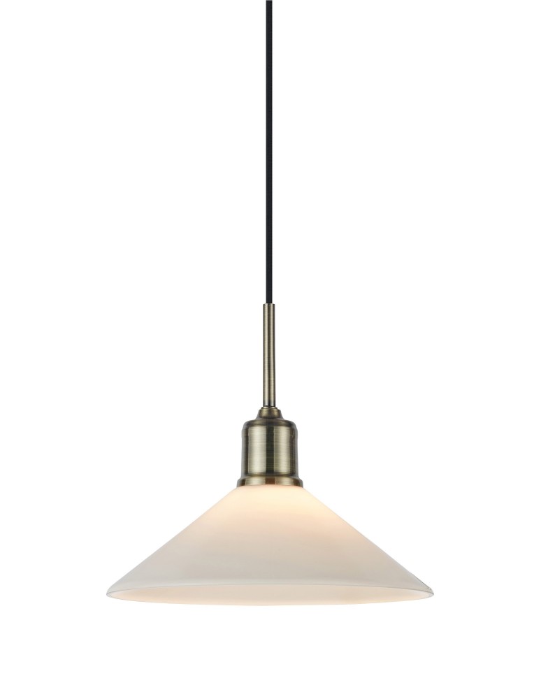Single pendant lamps - Markslojd VELA Pendant 1L Antique Brass/ Glossy White 108867 - product kolory-swiatla.pl 1