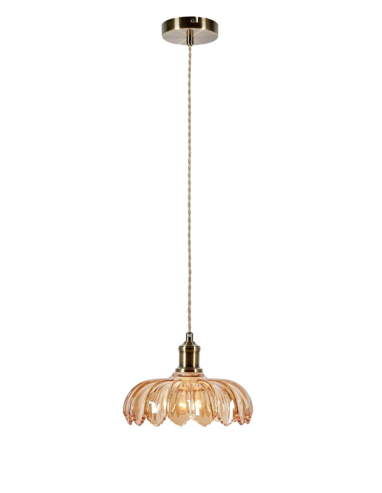 Single pendant lamps - Markslojd KURAGE Pendant 1L Antique Brass/Amber 108858 - product kolory-swiatla.pl 1