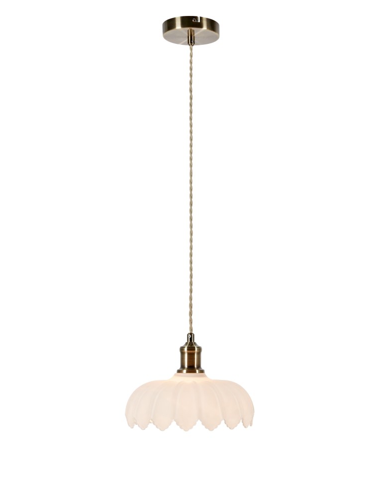 Single pendant lamps - Markslojd KURAGE Pendant 1L Antique Brass/White 108857 - product kolory-swiatla.pl 1