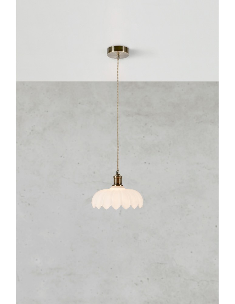 Single pendant lamps - Markslojd KURAGE Pendant 1L Antique Brass/White 108857 - product kolory-swiatla.pl 2