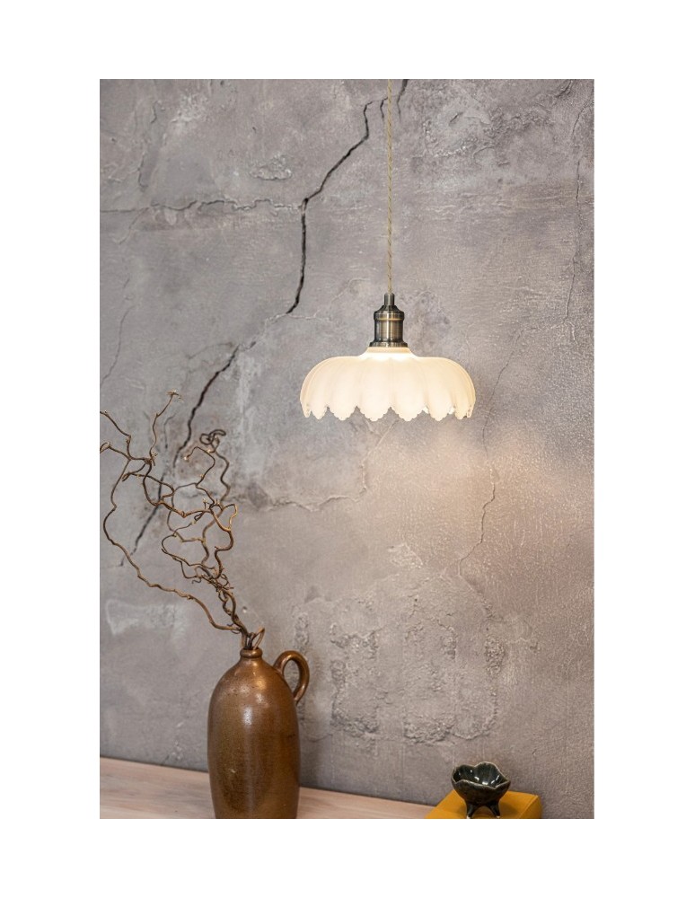 Single pendant lamps - Markslojd KURAGE Pendant 1L Antique Brass/White 108857 - product kolory-swiatla.pl 4