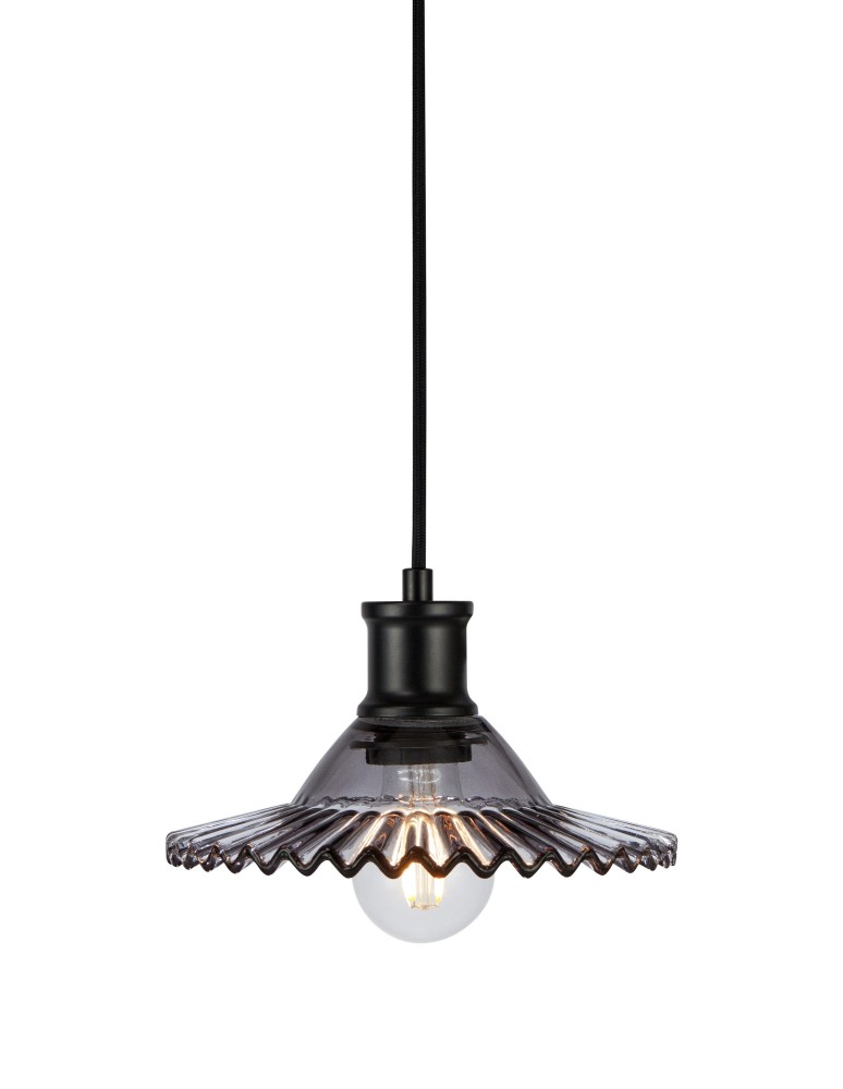 Single pendant lamps - Markslojd NOVIA Pendant 1L Black/Smoky 108854 - product kolory-swiatla.pl 1