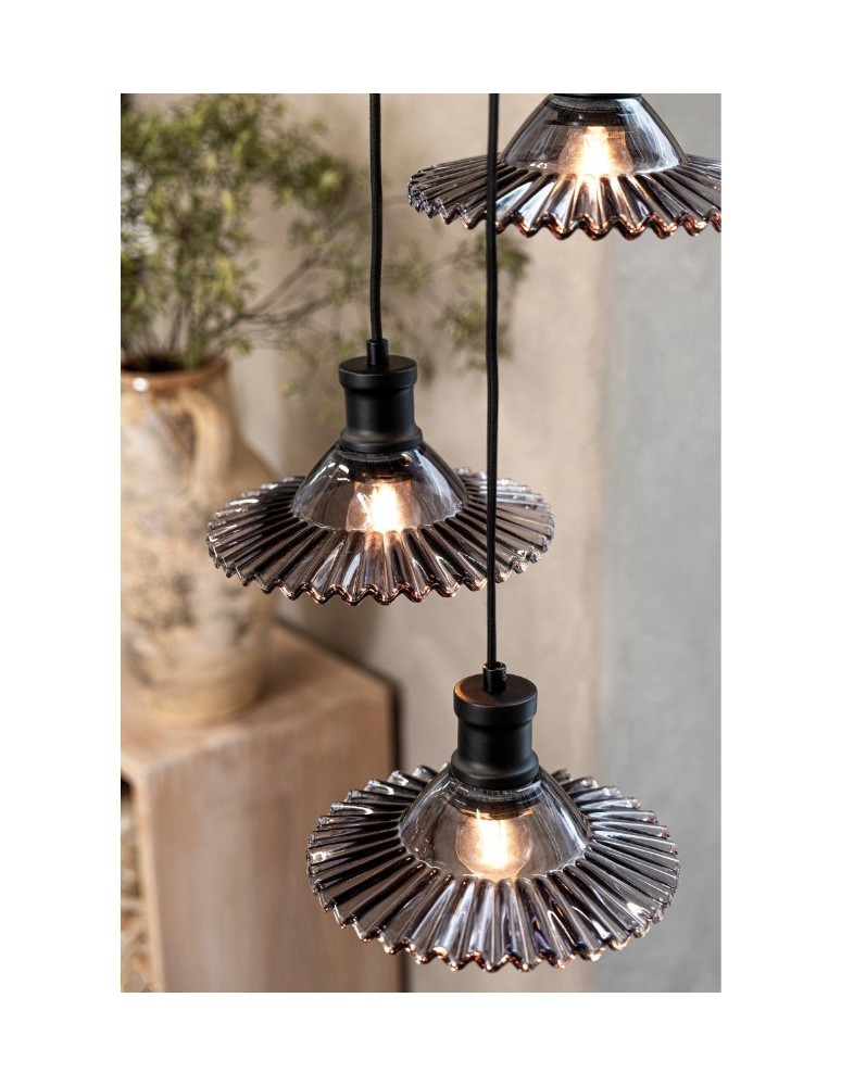 Triple pendant lamps - Markslojd NOVIA Pendant 3L Black/Smoky 108853 - product kolory-swiatla.pl 4