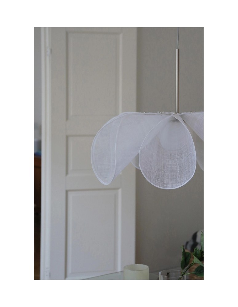 Boho pendant lamps - Markslojd STYRKA Pendant 1L 75cm Satin Nickel/White 108818 - product kolory-swiatla.pl 4