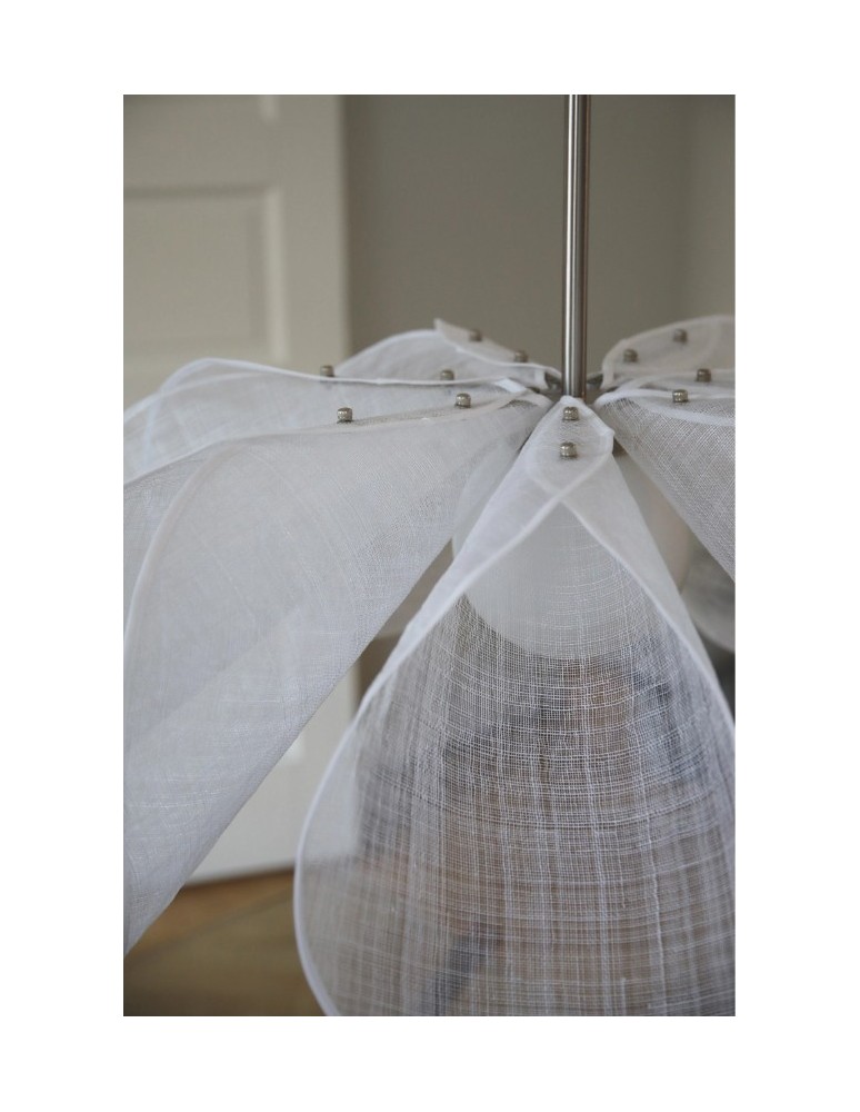 Boho pendant lamps - Markslojd STYRKA Pendant 1L 75cm Satin Nickel/White 108818 - product kolory-swiatla.pl 5