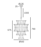 Glamour chandeliers - CosmoLight LANCASTER pendant lamp P13449BR Brass  - product 3
