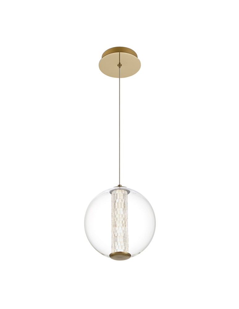 Pendant lamps spheres - Quintiesse Atomo pendant lamp - 1 light source - Brushed gold Elstead Lighting QN-ATOMO-1P-BG - product kolory-swiatla.pl 1