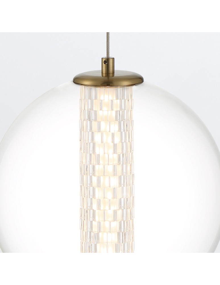 Pendant lamps spheres - Quintiesse Atomo pendant lamp - 1 light source - Brushed gold Elstead Lighting QN-ATOMO-1P-BG - product kolory-swiatla.pl 3