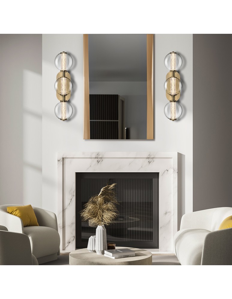 Bathroom wall lamps - Quintiesse Atomo wall lamp - 3 light sources - Brushed gold IP44 Elstead Lighting QN-ATOMO-3W-BG - product kolory-swiatla.pl 7
