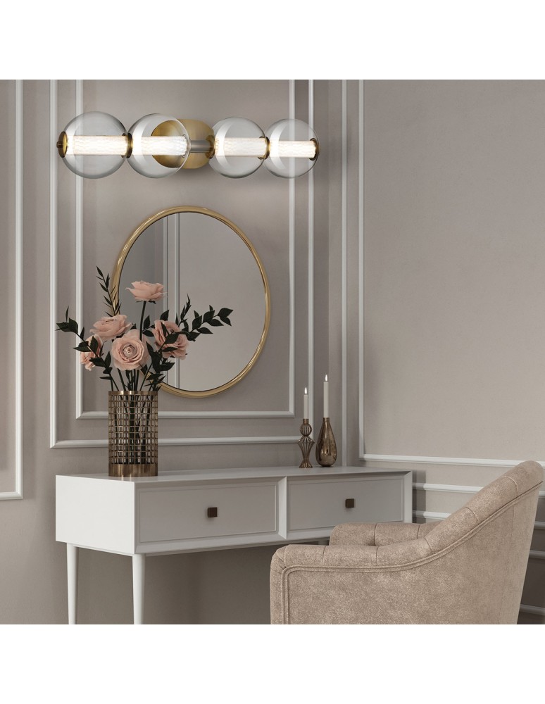 Bathroom wall lamps - Quintiesse Atomo wall lamp - 4 light sources - Brushed gold IP44 Elstead Lighting QN-ATOMO-4W-BG - product kolory-swiatla.pl 7