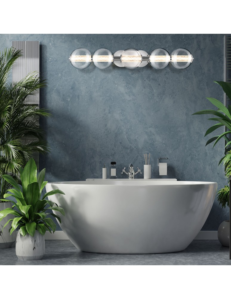 Bathroom wall lamps - Quintiesse Atomo wall lamp - 5 light sources - Polished chrome IP44 Elstead Lighting QN-ATOMO-5W-PC - product kolory-swiatla.pl 7