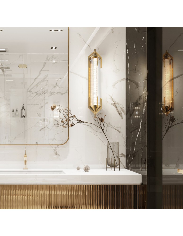 Bathroom wall lamps - Quintiesse Espada wall lamp - Brushed gold IP44 Elstead Lighting QN-ESPADA-2W-BG - product kolory-swiatla.pl 8