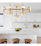Pendant lamps over the island - Quintiesse Nottingham island lamp - 10 light sources - Antique brass Elstead Lighting QN-NOTTINGHAM-10LP-AB - product 6