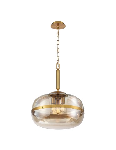 Quintiesse Nottingham pendant lamp - 3 light sources - Antique brass Elstead Lighting QN-NOTTINGHAM-3P-AB