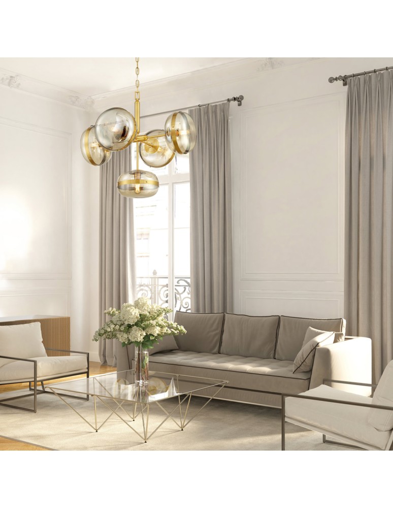 Modern chandeliers - Quintiesse Nottingham Chandelier - 5 light sources - Antique brass Elstead Lighting QN-NOTTINGHAM-5P-AB - product kolory-swiatla.pl 5