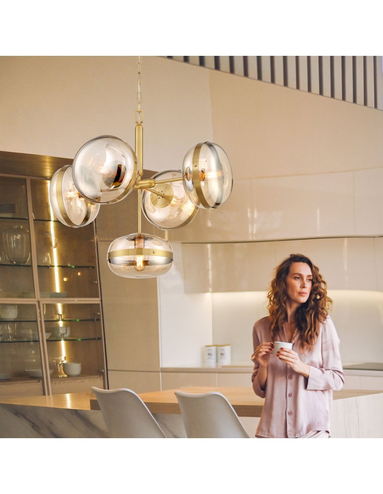 Modern chandeliers - Quintiesse Nottingham Chandelier - 5 light sources - Antique brass Elstead Lighting QN-NOTTINGHAM-5P-AB - product kolory-swiatla.pl 6