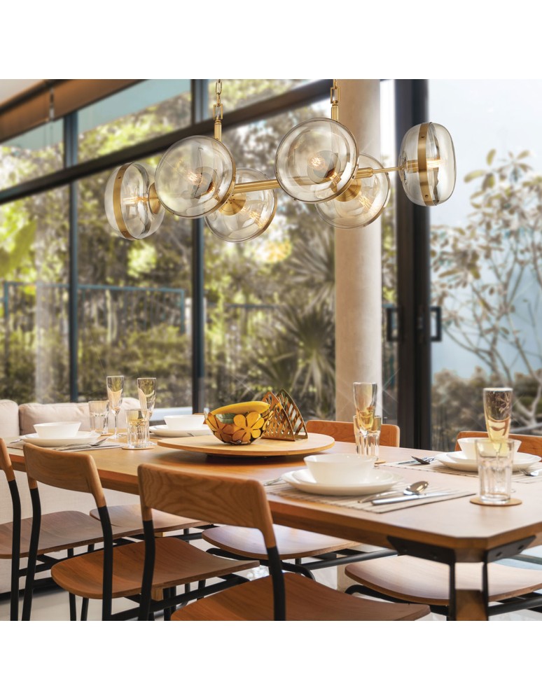 Pendant lamps over the island - Quintiesse Nottingham island lamp - 6 light sources - Antique brass Elstead Lighting QN-NOTTINGHAM-6LP-AB - product kolory-swiatla.pl 5