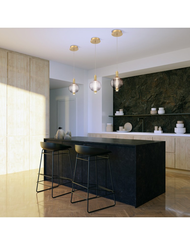 Pendant lamps spheres - Quintiesse Palmas small pendant lamp - 1 light source - Brushed gold Elstead Lighting QN-PALMAS-1MP-BG - product kolory-swiatla.pl 7