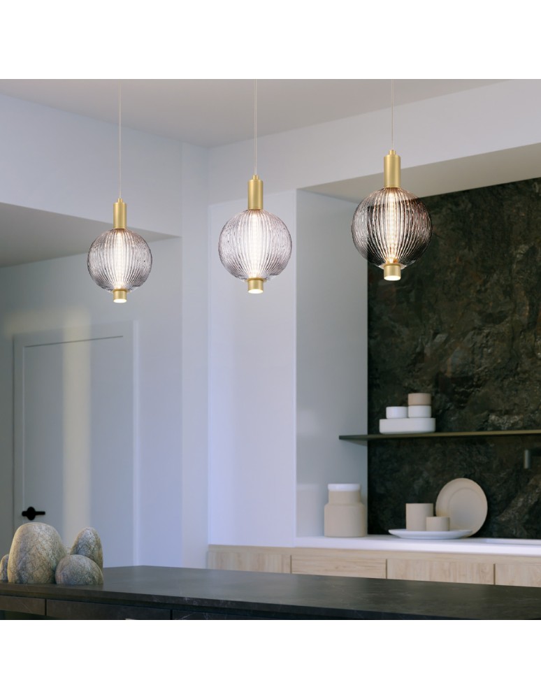 Pendant lamps spheres - Quintiesse Palmas small pendant lamp - 1 light source - Brushed gold Elstead Lighting QN-PALMAS-1MP-BG - product kolory-swiatla.pl 8