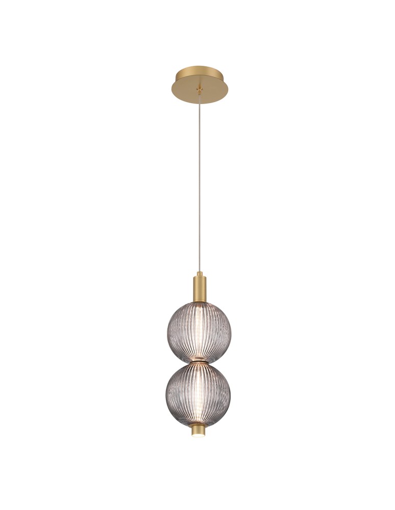 Pendant lamps spheres - Quintiesse Palmas small pendant lamp - 2 light sources - Brushed gold Elstead Lighting QN-PALMAS-2MP-BG - product kolory-swiatla.pl 1