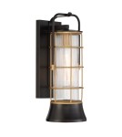 Outdoor wall lamps - Quintiesse Rivamar medium wall lantern - 1 light source - Brown and gold IP44 Elstead Lighting QN-RIVAMAR-M-BLK - product 1