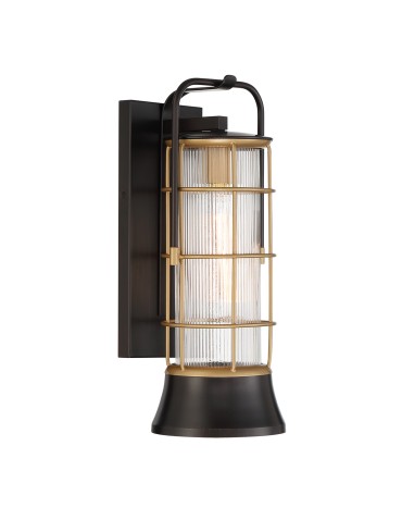 Quintiesse Rivamar medium wall lantern - 1 light source - Brown and gold IP44 Elstead Lighting QN-RIVAMAR-M-BLK