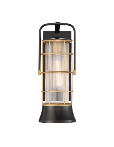 Quintiesse Rivamar medium wall lantern - 1 light source - Brown and gold IP44 Elstead Lighting QN-RIVAMAR-M-BLK - product 2